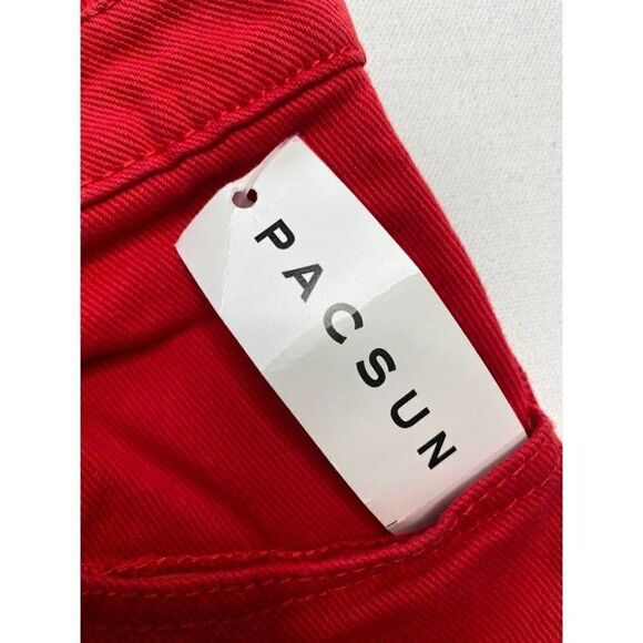 J Galt PacSun Red Buttonfly Cotton‎ Mini Denin Skirt Sz XS NEW - Picture 2 of 8